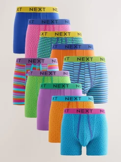 Bleu/Orange Pois lumineux - Lot de 10 - Boxers avec ouverture sur le devant