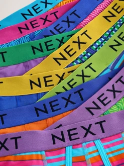 Bleu/Orange Pois lumineux - Lot de 10 - Boxers avec ouverture sur le devant