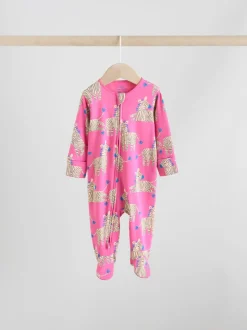 Bleu/rose Animal Character - Lot de 3 dors-bien bébé à fermeture éclair bidirectionnelle (0mois -2ans)