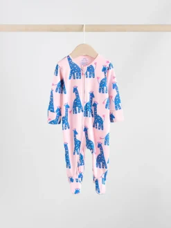 Bleu/rose Animal Character - Lot de 3 dors-bien bébé à fermeture éclair bidirectionnelle (0mois -2ans)