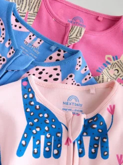 Bleu/rose Animal Character - Lot de 3 dors-bien bébé à fermeture éclair bidirectionnelle (0mois -2ans)