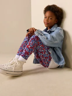 Bleu/Rouge Fleuri - Leggings (3-16ans)