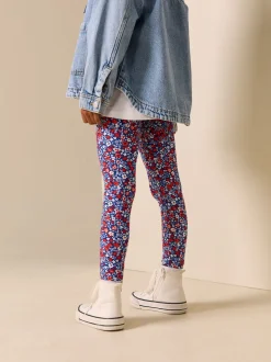 Bleu/Rouge Fleuri - Leggings (3-16ans)