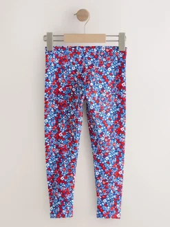 Bleu/Rouge Fleuri - Leggings (3-16ans)