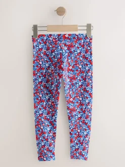 Bleu/Rouge Fleuri - Leggings (3-16ans)