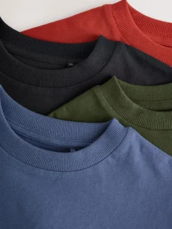 Bleu/rouille/kaki/noir - Lot 4 t-shirts décontractés à manches courtes (3-16ans)
