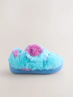 Bleu/vert - Chaussons Monsters Inc duveteux à semelle coupée