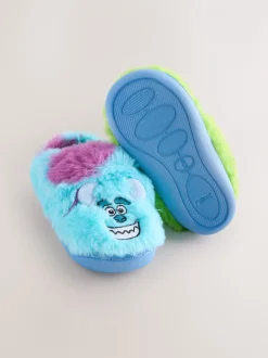 Bleu/vert - Chaussons Monsters Inc duveteux à semelle coupée