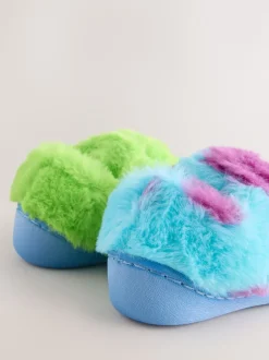 Bleu/vert - Chaussons Monsters Inc duveteux à semelle coupée