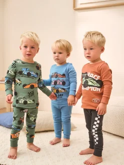 Bleu/vert - Lot de 3 pyjamas Snuggle courts (9mois-10ans)