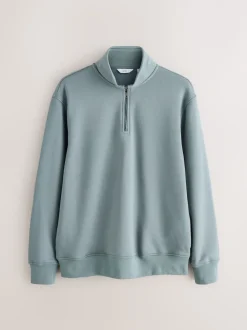 Bleu/vert - Quart de zip - Sweat-shirt en jersey riche en coton