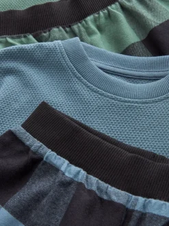 Bleu/Vert/Brun - Lot de 3 pyjamas tissés à carreaux (3-16ans)