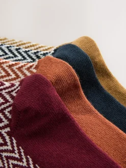 Bleu/vert/gris à chevrons - Lot de 4 paires de chaussettes épaisses