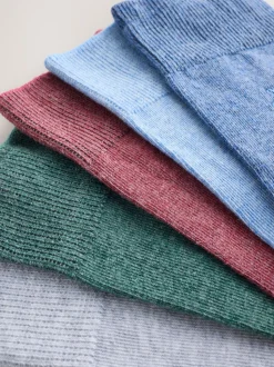 Bleu/Vert/Gris - Lot de 5 - Chaussettes fraîches brodées durables