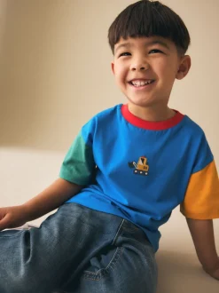 Bleu/vert/jaune Digger - T-shirt color block à manches courtes (3mois-7ans) (3mois-7ans)