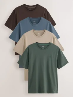 Bleu/Vert/Neutre/Brown - Ajustement régulier - T-shirt 4 Pack