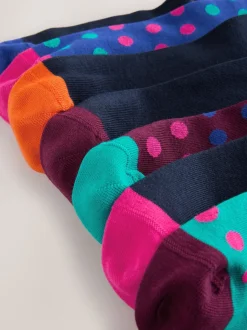 Bleu/vert/orange à pois - Lot de 7 - Chaussettes riches en coton pour homme