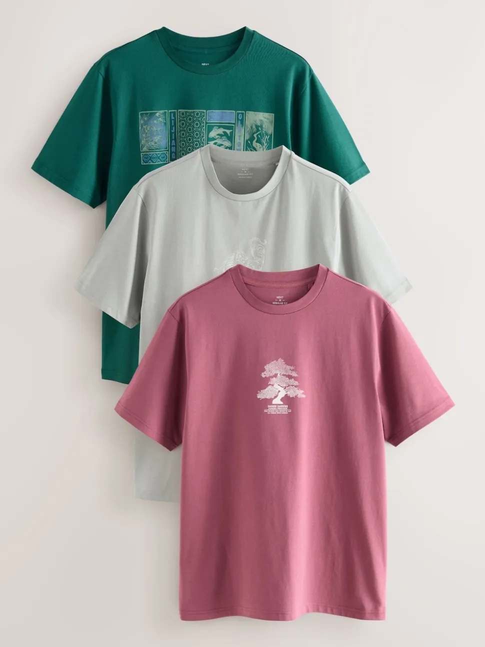 Bleu/Vert/Rose - Ajustement régulier - T-shirt Graphic Imprimé 3 Pack