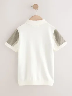 Bloc de couleur neutre - Polos tricotés à col zippé (3-16yrs)