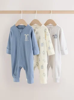 Blue Milk Club - Combinaisons de nuit à fermeture éclair pour bébés 3 Pack (0mths-3yrs)