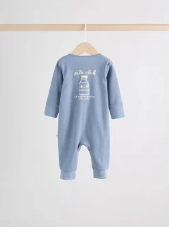 Blue Milk Club - Combinaisons de nuit à fermeture éclair pour bébés 3 Pack (0mths-3yrs)