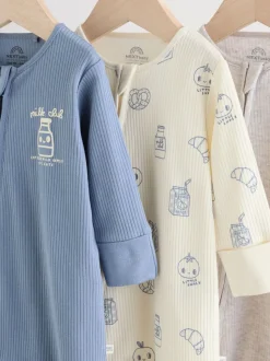 Blue Milk Club - Combinaisons de nuit à fermeture éclair pour bébés 3 Pack (0mths-3yrs)