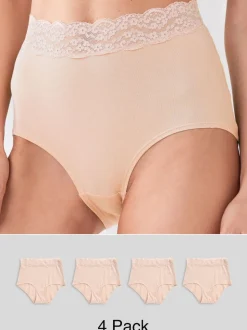 Blush Rose - Lot de 4 culottes en coton et dentelle