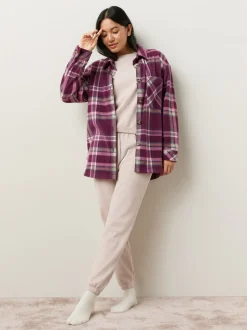 Bordeaux à carreaux rouge - Veste-chemise polaire