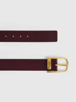 bordeaux - Ceinture en cuir avec boucle à demi-passant Reiss Iyla