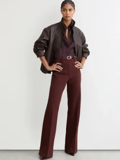 bordeaux - Ceinture en cuir à boucle incurvée Reiss Hazel