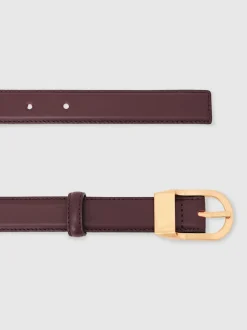 bordeaux - Ceinture en cuir à boucle incurvée Reiss Hazel