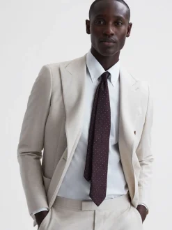 bordeaux - Cravate à pois en soie Reiss Liam