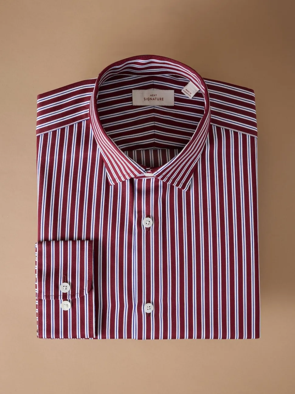 Bordeaux rouge rayé - Chemise Signature à manchette simple 100% coton