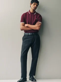 Bordeaux/blanc écru - Polo Fred Perry à liserés