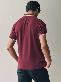Bordeaux/blanc écru - Polo Fred Perry à liserés