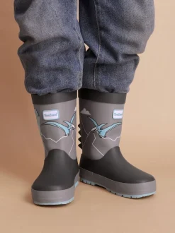 Bottes de pluie imperméables ToeZone Gris Dinosaure pour GARÇON