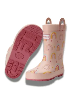Bottes en caoutchouc imperméables ToeZone rose arc-en-ciel fille