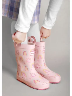 Bottes en caoutchouc imperméables ToeZone rose arc-en-ciel fille