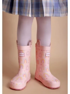 Bottes en caoutchouc imperméables ToeZone rose arc-en-ciel fille