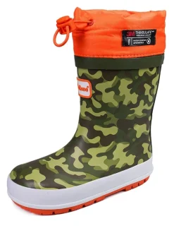 Bottes en caoutchouc ToeZone imprimé camouflage orange avec fermeture sur le dessus