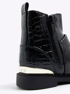 Bottes River Island Patent Heart Bow Chelsea