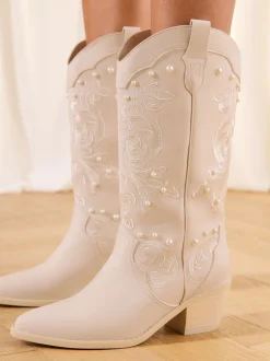 Bottes western Lipsy Milieu avec ornements de perles de mariée