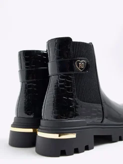 Bottines Chelsea River Island vernies à bride cœur