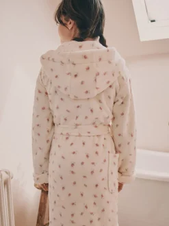 Bouton de rose crème - Robe de chambre en polaire (9 mois à 16 ans)