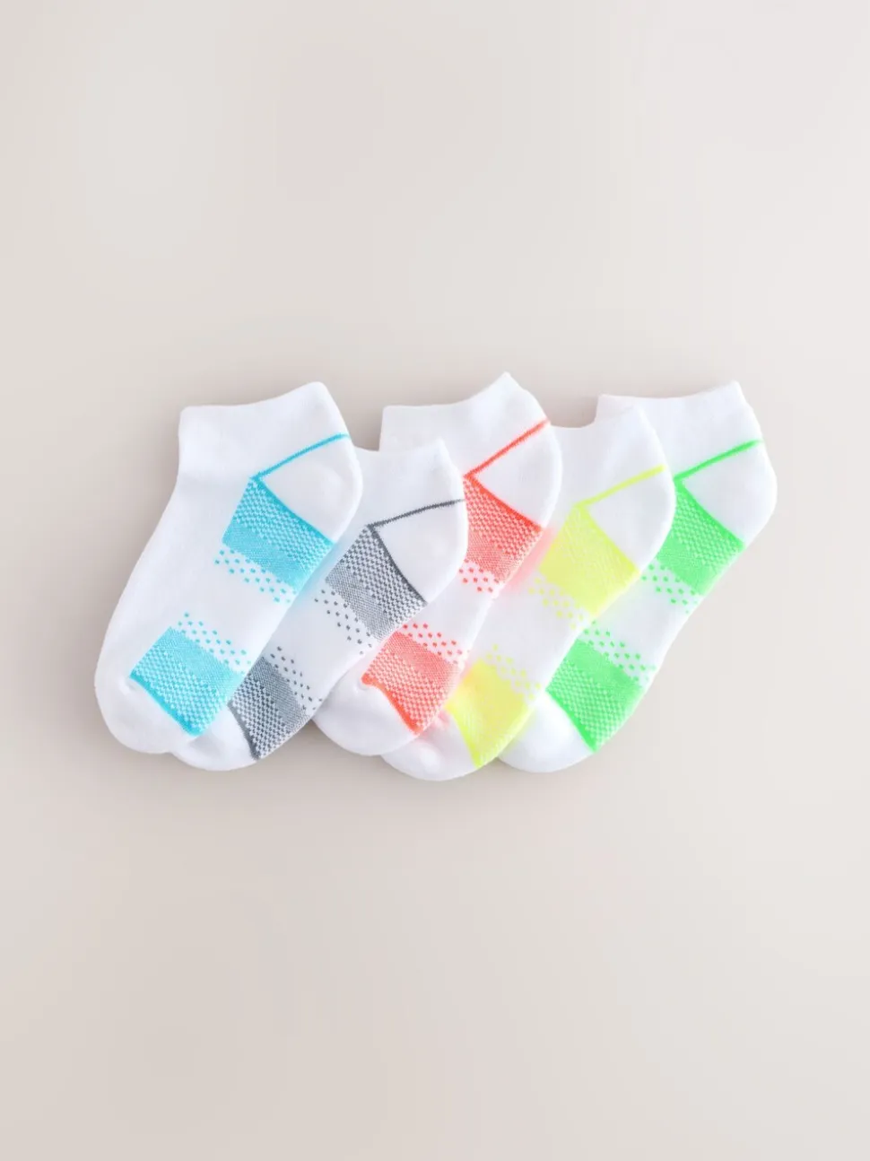Bright Jaune/Vert/Bleu - Lot de 5 paires de chaussettes de sport à semelle rembourrée