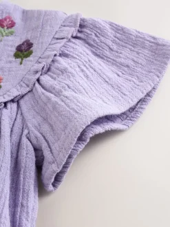 Brodé violet - Barboteuse Bloomer pour bébé (0mths-2yrs)