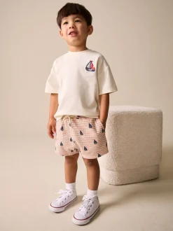 Broderie bateau blanche - Ensemble T-shirt et short Manches courtes (3mths-7yrs)