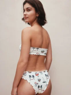 Broderie blanche conversationnelle - Haut de bikini Bandeau