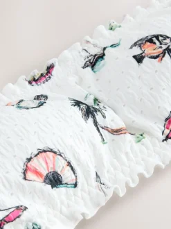 Broderie blanche conversationnelle - Haut de bikini Bandeau