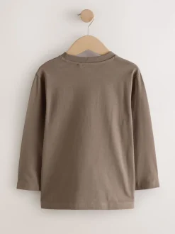 Broderie gris/bleu/marron - Lot de 3 T-shirts graphiques à manches longues (3-16ans)